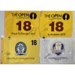 GOLF MEMORABILIA - FLAGS SIGNED BY CHAMPIONSHIP WINNERS.