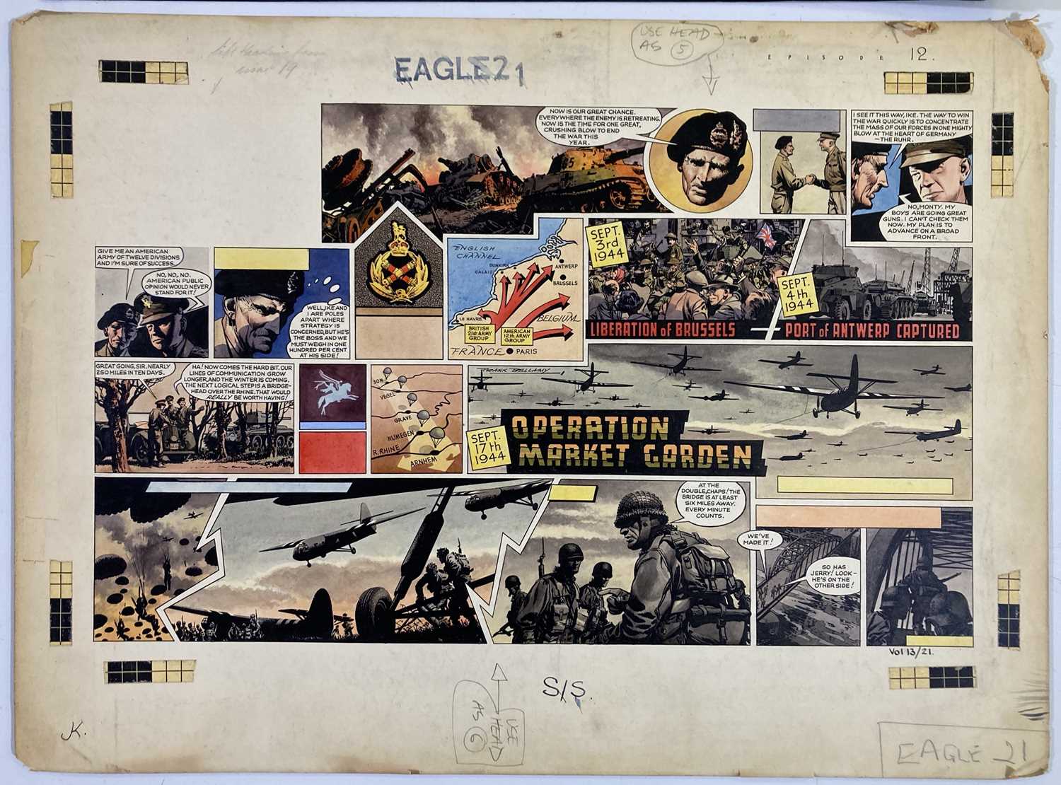 FRANK BELLAMY - THE EAGLE - MONTGOMERY OF ALAMEIN STORYBOARD. - Image 2 of 6