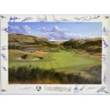 GOLF MEMORABILIA - A RYDER CUP 2014 PRINT SIGNED BY 17 OF TEAM EUROPE.