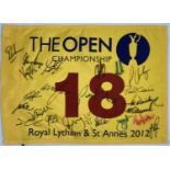 GOLF MEMORABILIA - SIGNED 2012 OPEN FLAG.