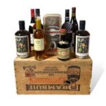 WINES / SPIRITS INC ORIG WOODEN DRAMBUIE CASE.