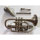ANTIQUE CORNET WITH RUDY MUCK MOUTHPIECE.