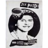 THE SEX PISTOLS - ORIGINAL GOD SAVE THE QUEEN TEACUP FLYER.