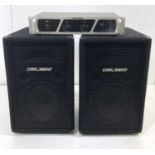 PAIR OF CARLSBRO ALPHA AT10/150S & CARLSBRO POWERLINE AMPLIFIER.