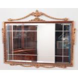 A large rectangular bevel edged mirror with decorative frame. Size of mirror: Height: 53cm, Width: