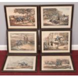 A set of 6 framed Dick Turpin prints. Including Encounter of the York Stage, Death of Black Bess,