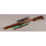 A Sheridan Blue Streak bolt action air rifle with Gamo 6x20 scope. No 344874 .20 cal. CAN'T POST