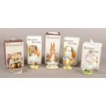 Five boxed Beswick Beatrix Potter figures. Includes Fierce Bad Rabbit, Johnny Town Mouse, Amiable