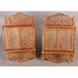 A pair carved and pierced Indian Indo shelves.