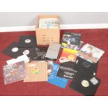 A box of 12 inch singles and LP records. Including promotional items, signed LPs, etc.