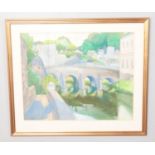 A framed watercolour landscape signed by the artist Margaret Millions dated 1952. H: 43cm, W: 54cm.