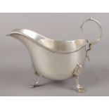 An early George V silver sauce boat. Assayed for Birmingham, 1917 by Charles Weale. Total weight: