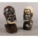Two composite Busts of a man. 19cm height.