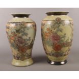 Two Chinese made vases. Comprising of raised floral and bird decoration. Largest: H:31cm The