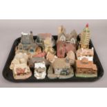 A tray of ceramic cottages. Including Lilliput Lane examples, etc