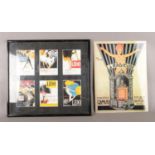 Six framed prints of vintage Cabaret Shows from 'Lido of Paris' along with a metal printed