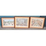 After George Cunningham, Sheffield artist, three framed limited edition prints depicting scenes of