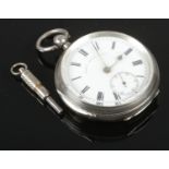 A silver cased pocket watch, assayed for Chester 1909 by Charles Horner. Patent Safety Wheel dial,