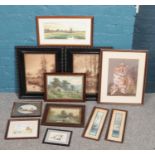A quantity of paintings and prints. Including Andrew Dibben print signed in pencil, two oriental