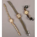 Three ladies wristwatches. One 9ct gold example, Corvette, Astral.