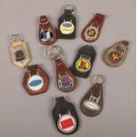 A collection of car key rings. Austin, Toyota, Ford etc