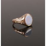 A 9ct gold signet ring set with a stone. size M