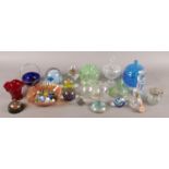 A collection of mostly glassware. To include boxed paperweights, glass dumps and carnival glass