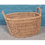 A large wicker basket.