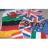 A quantity of flags. Including United Kingdom, Wales, Germany, etc.