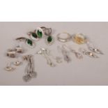 A collection of mainly silver jewellery. Includes 9ct gold on silver rings, jewellery suite etc.
