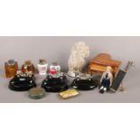 A small quantity of collectable items. To include golf club cocktail sticks, piano music box and a