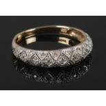 A 9ct Gold milgrain set diamond ring. Size R½. Total weight: 1.87g