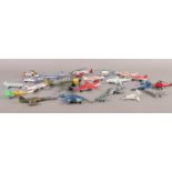 A box of die cast Aeroplanes. Dinky, matchbox etc