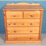 A pine chest of two over three drawers. (97cm x 94cm)