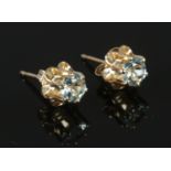 A pair of 14ct Gold aquamarine ear studs. Total weight: 1.45g