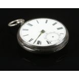 A Victorian silver fusee pocket watch. Assayed London 1862 by Joseph Hirst. Movement marked for