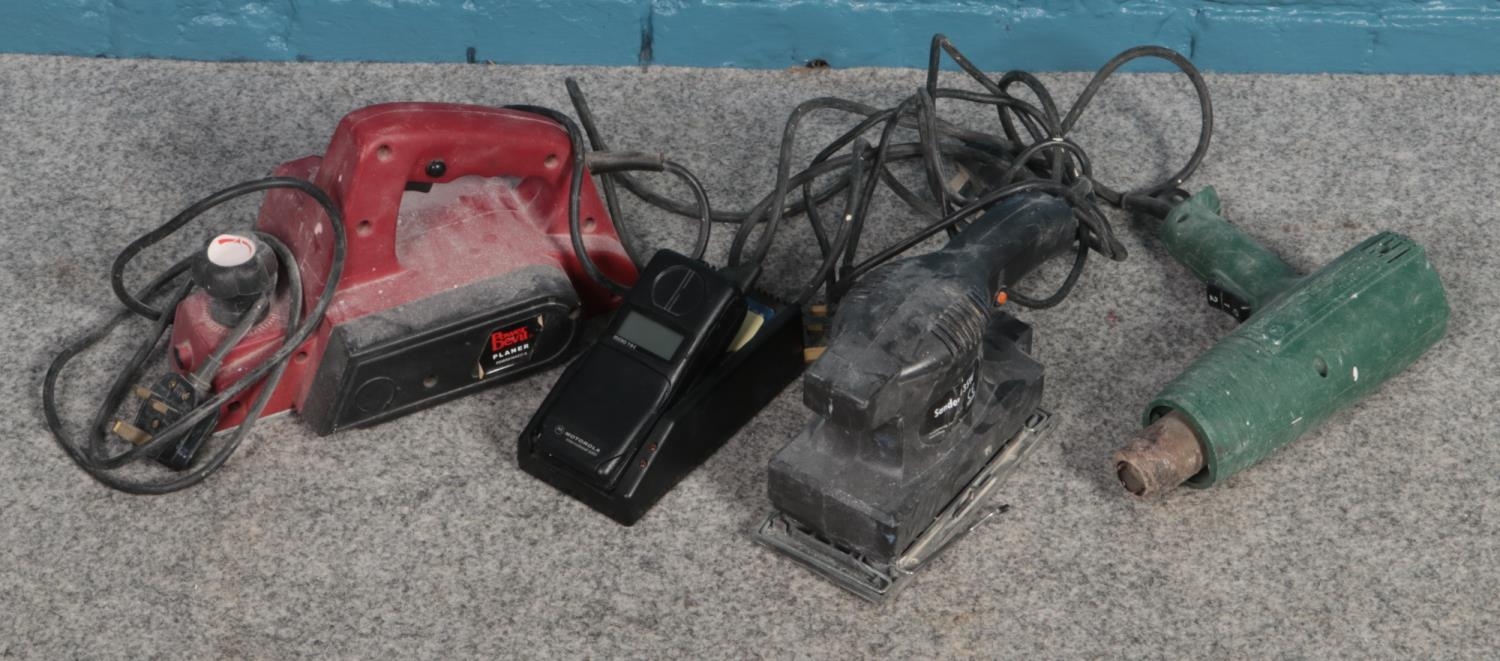 A small selection of mainly power tools. To include sander and planer, along with a Motorola