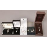 Five boxed sets of silver jewellery. All marked 925.