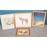 A collection of framed prints & pictures. Neil Cawthorne 'Red Rum' framed print etc