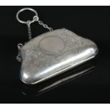 A silver small ladies evening purse, assayed Chester 1918. 9cm width.