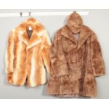 A collection of fur coats. J.W. Scott Furriers, Huddersfield fur coat and hat and two other similar.