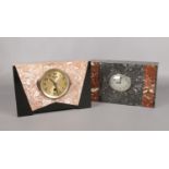 Two Art deco marble mantle clocks.