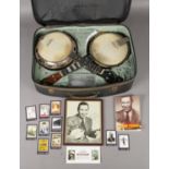 Two cased banjoleles along with a quantity of George Formby ephemera. Including autographed picture,