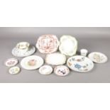 An assortment of named ceramics. To include a Royal Crown Derby pin dishes in the Imari colours
