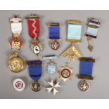 A collection of Masonic medals.