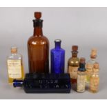 Seven chemist bottles. To include 'Poison' and 'Not to be Taken', along with Boots examples.