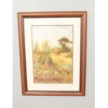 Charles Parson Knight (1829-1897), framed watercolour ' A Summer's Day -Haystacks in a field' (