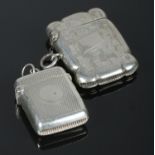 Two silver vesta cases. Smallest Vesta case: Assayed for Birmingham, 1898, by A&J Zimmerman. Largest