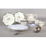 A collection of miscellaneous. Rockingham teacups, jug & oval dish, pair of Bramell plates etc