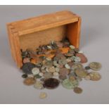 A box of antique of coins. Including Roman examples.